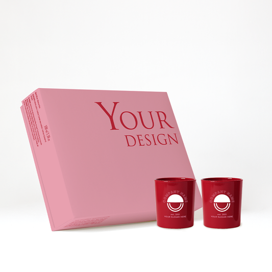Caja regalo personalizado | 2 velas personalizadas | Vaso cristal tintado + serigrafia logo/diseño