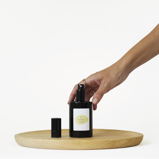 Home spray personalizado | 100 ml | Envase de cristal negro + etiqueta logo/diseño