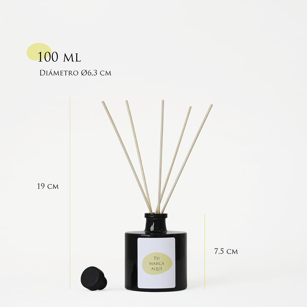 Personalized Mikado | 100 ml | Black glass bottle + logo/design label