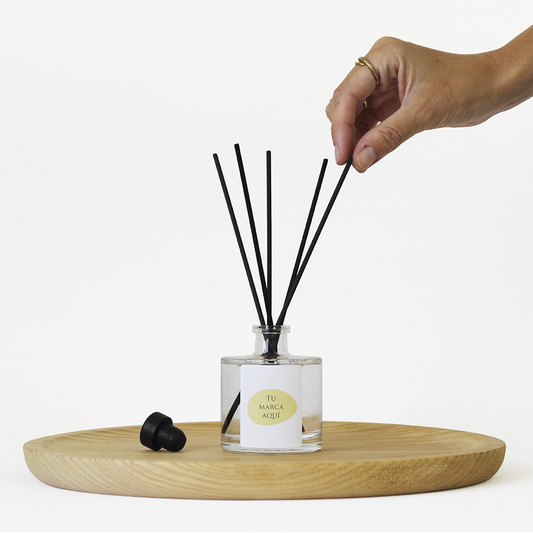 Mikado personalizado | 100 ml | Envase de cristal transparente + etiqueta logo/diseño