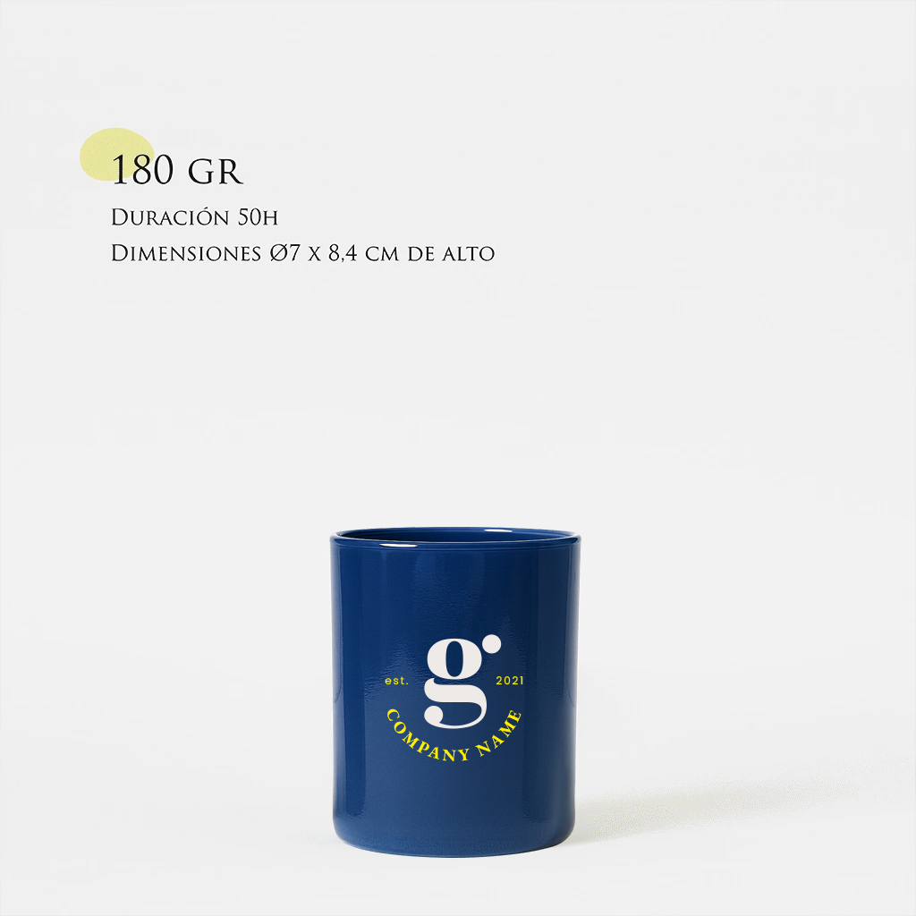 Vela personalizada | Tamaño M 180g | Vaso de cristal tintado + impresión logo/diseño