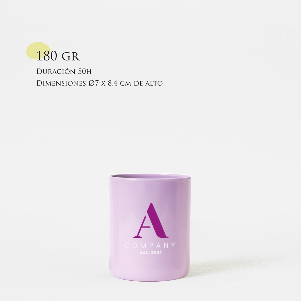 Vela personalizada | Tamaño M 180g | Vaso de cristal tintado + impresión logo/diseño