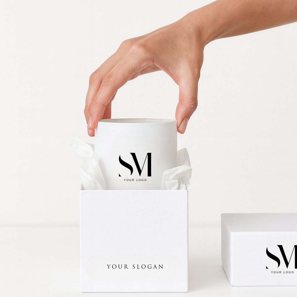 Vela personalizada premium| Con caja regalo de lujo | Tamaño L | Blanca