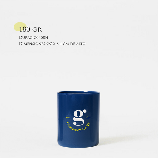 Vela personalizada | Tamaño M 180g | Vaso de cristal tintado + impresión logo/diseño