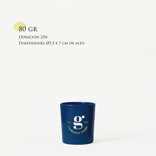 Vela personalizada | Tamaño S 80g | Vaso de cristal tintado + impresión logo/diseño
