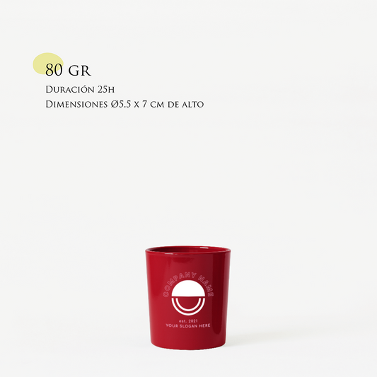 Vela personalizada | Tamaño S 80g | Vaso de cristal tintado + impresión logo/diseño